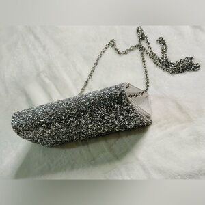 Elegant Silver Glitter Clutch - Women’s Bags